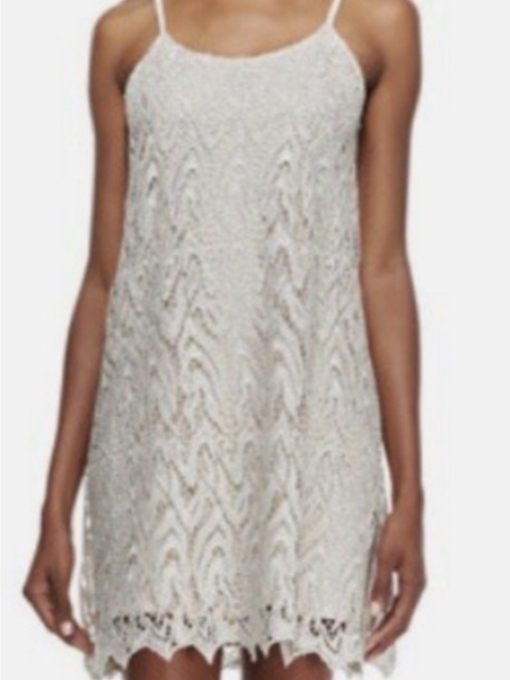alice +olivia Crochet Lace Taupe Mini Dress Size SP